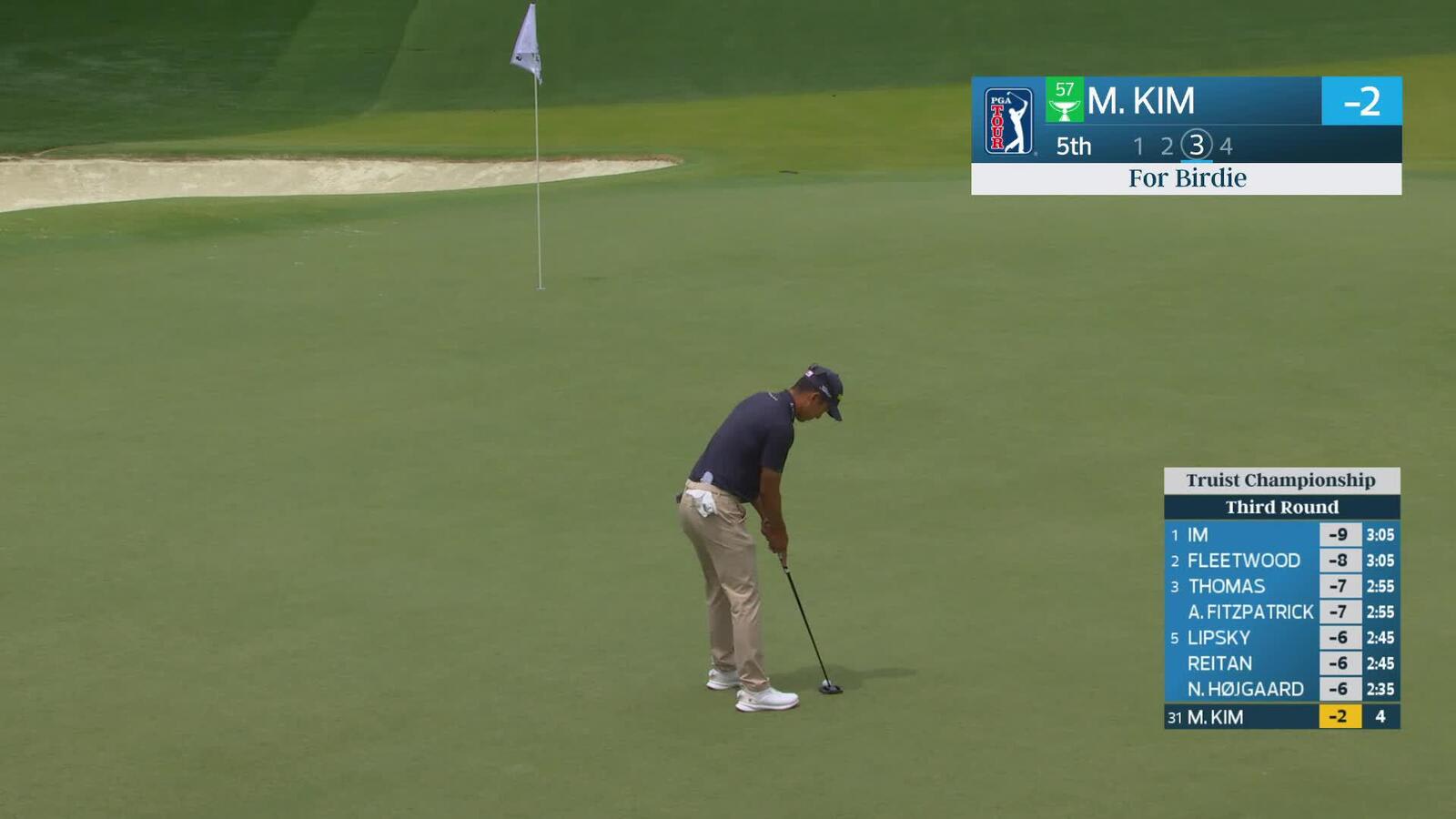 Michael Kim sinks 41-foot birdie putt on No. 5 at Truist Championship