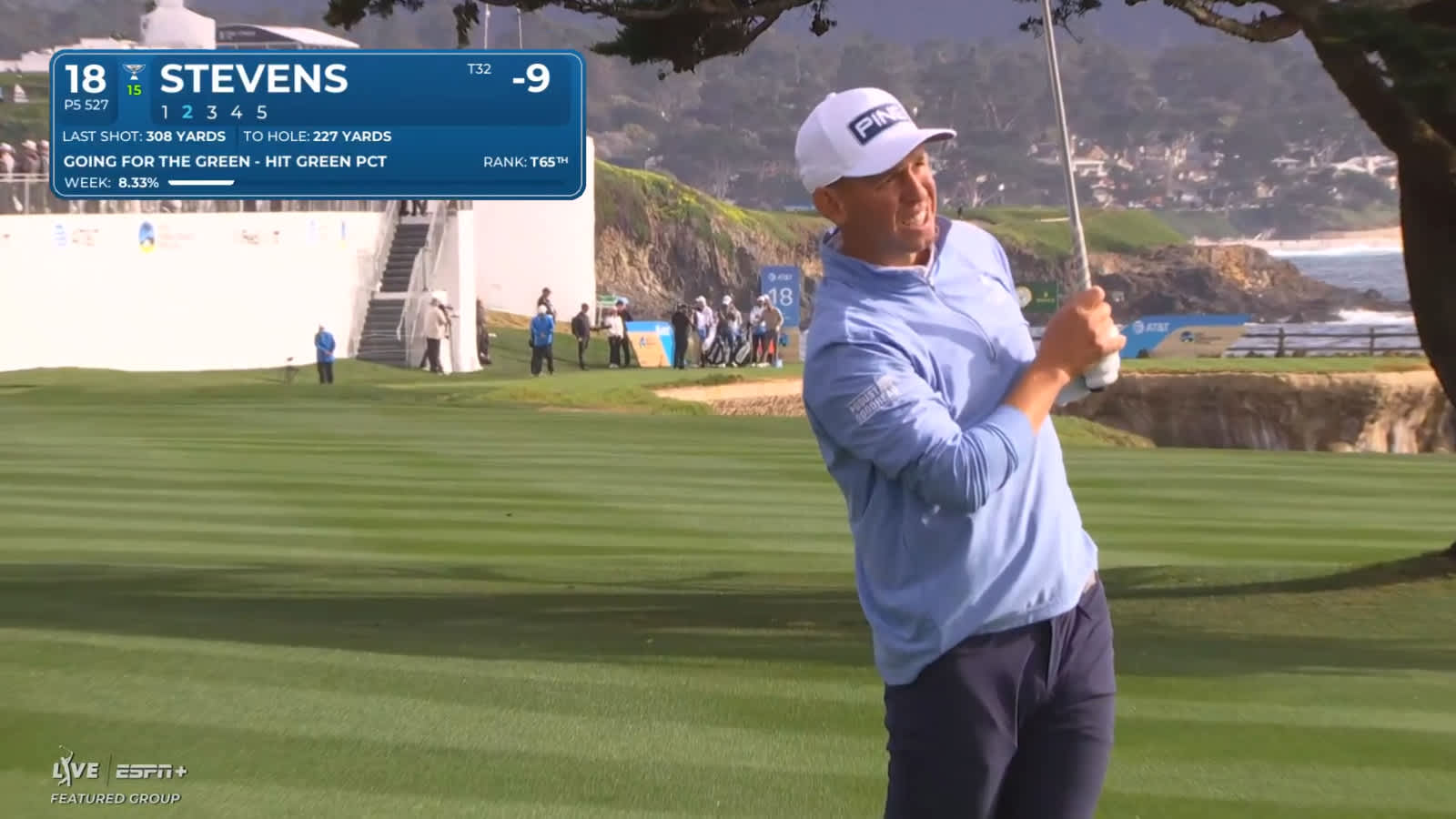 Sam Stevens closes with eagle at AT&T Pebble Beach