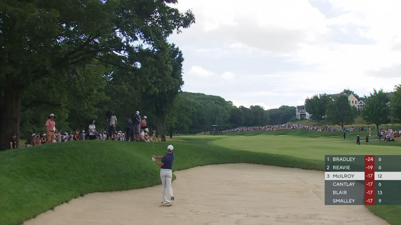 Rory McIlroy hammers fairway bunker shot leading to birdie at Travelers