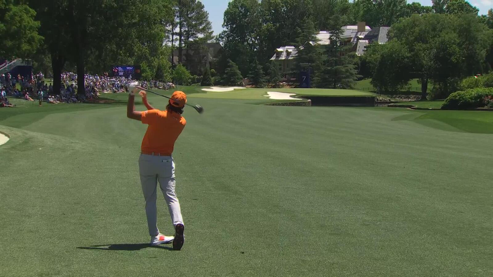 Rickie Fowler sinks 9-foot putt for birdie on No. 7 at Truist Championship