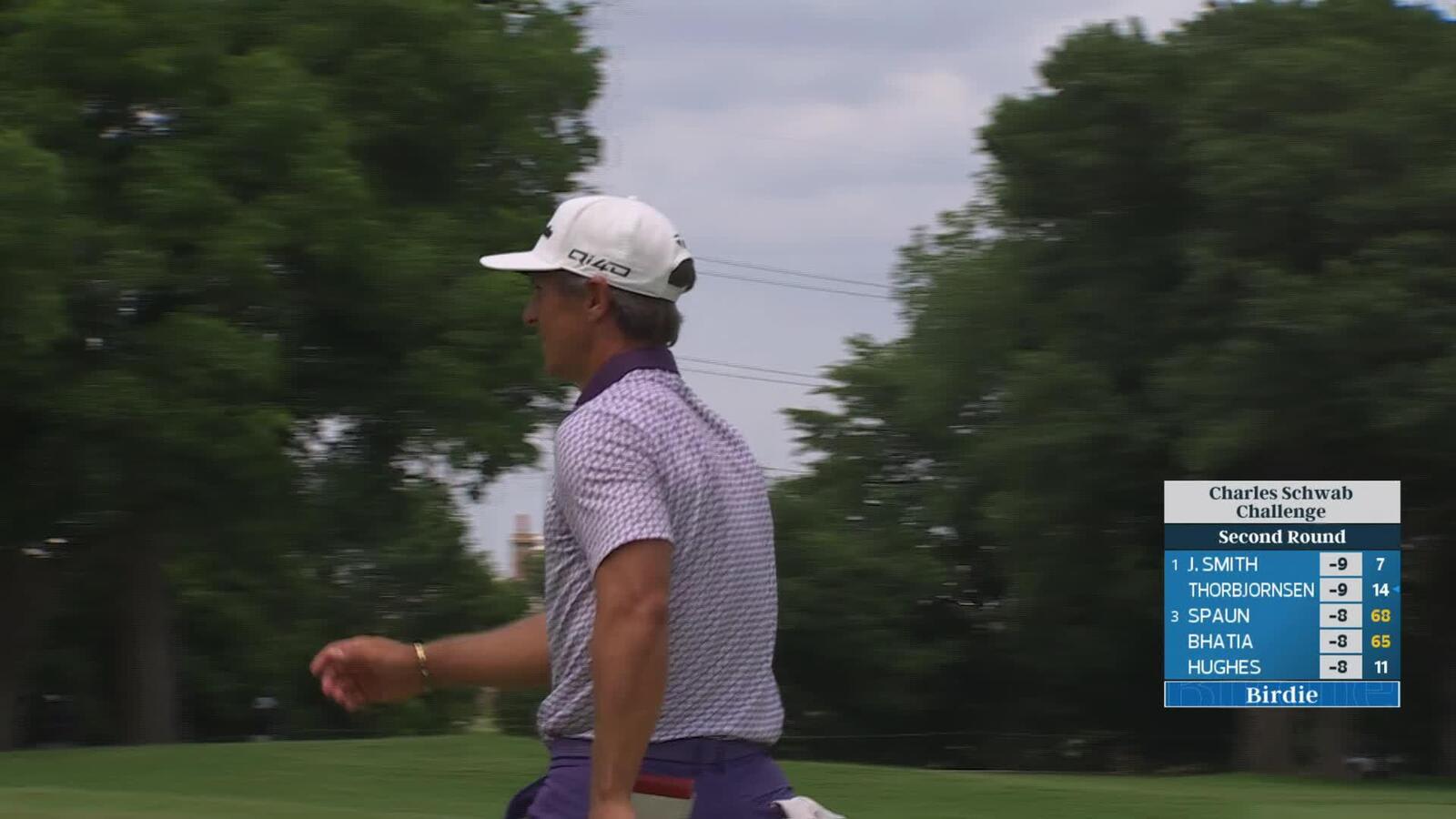 Thorbjørn Olesen sinks 23-foot birdie putt on No. 12 at Charles Schwab