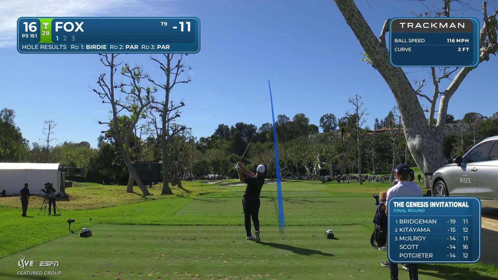 Ryan Fox hits 151-yard tee shot to 2 feet, nearly aces No. 16 at The Genesis