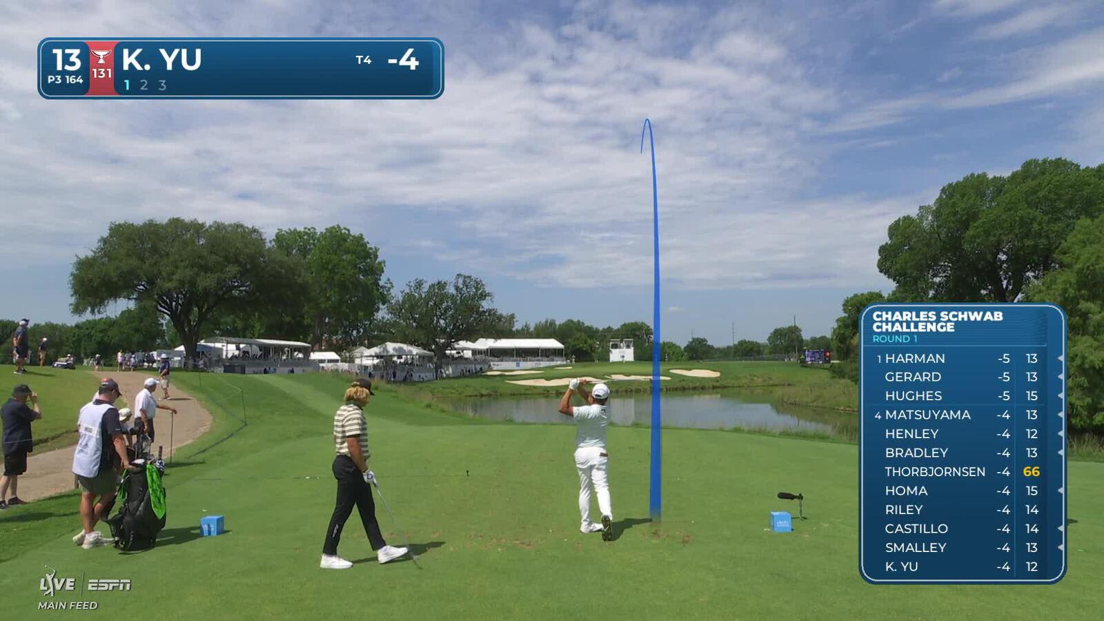 Kevin Yu hits tee shot to 2 feet, sets up birdie on No. 13 at Charles Schwab
