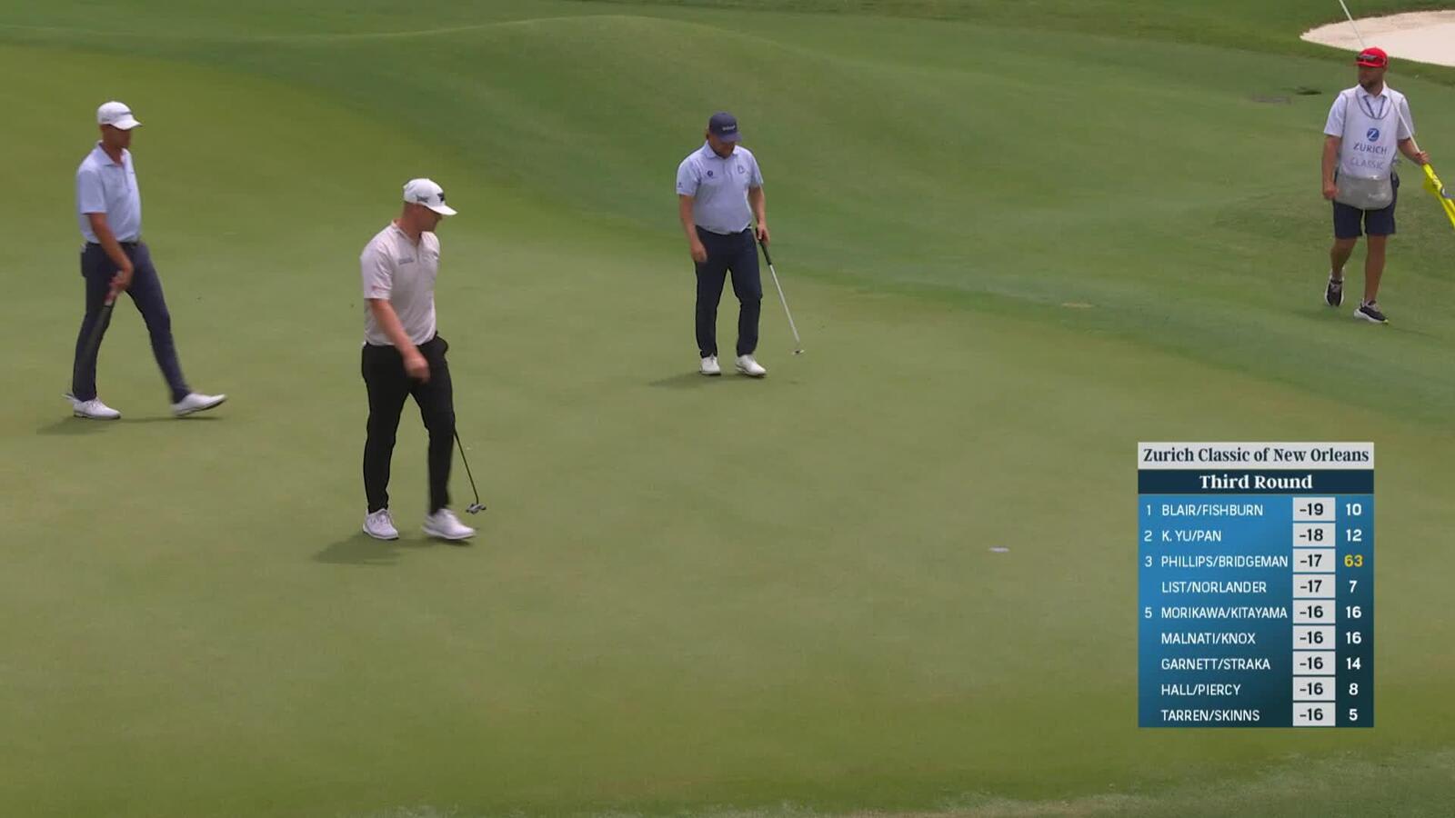 Patrick Fishburn holes birdie putt at Zurich Classic