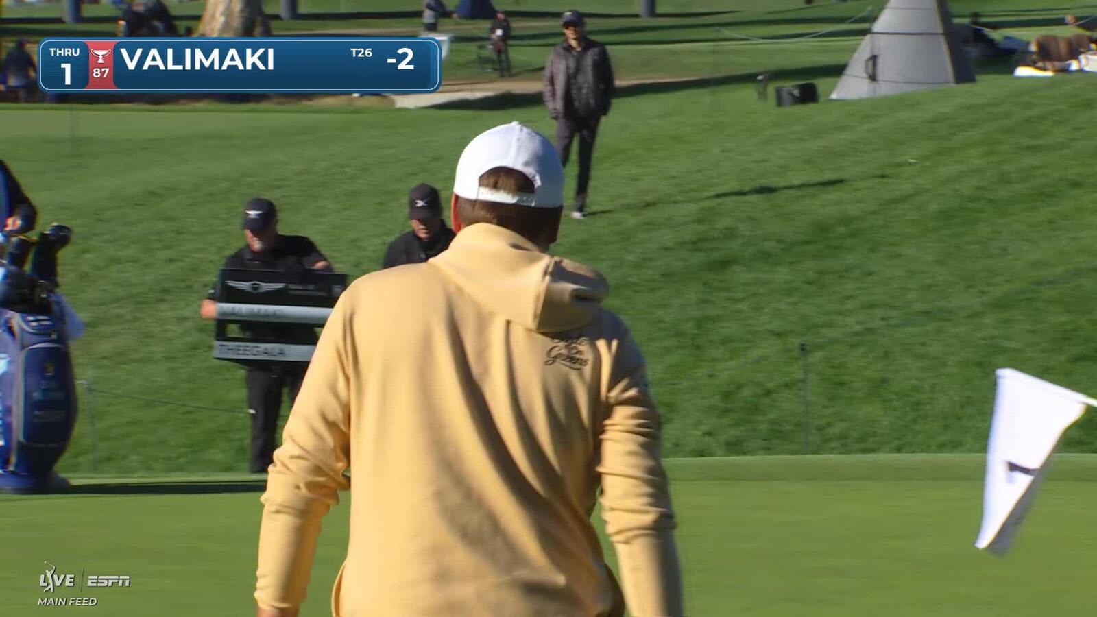 Sami Valimaki sinks 15-foot birdie putt on No. 1 at The Genesis