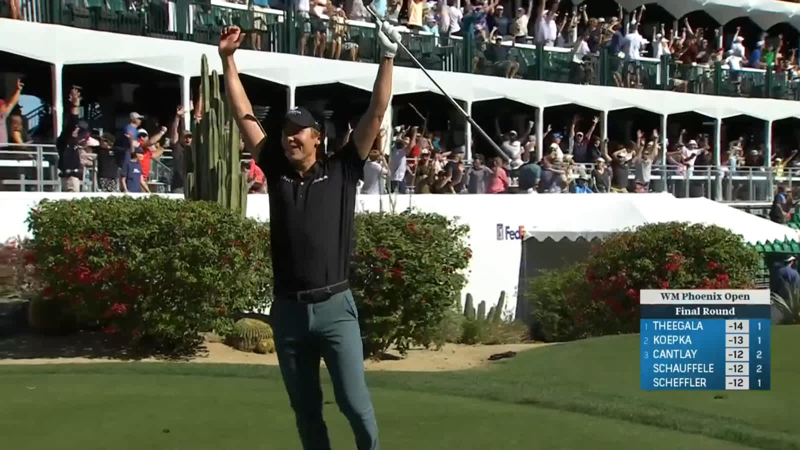 Carlos Ortiz makes an ace at No. 16 at WM Phoenix Open