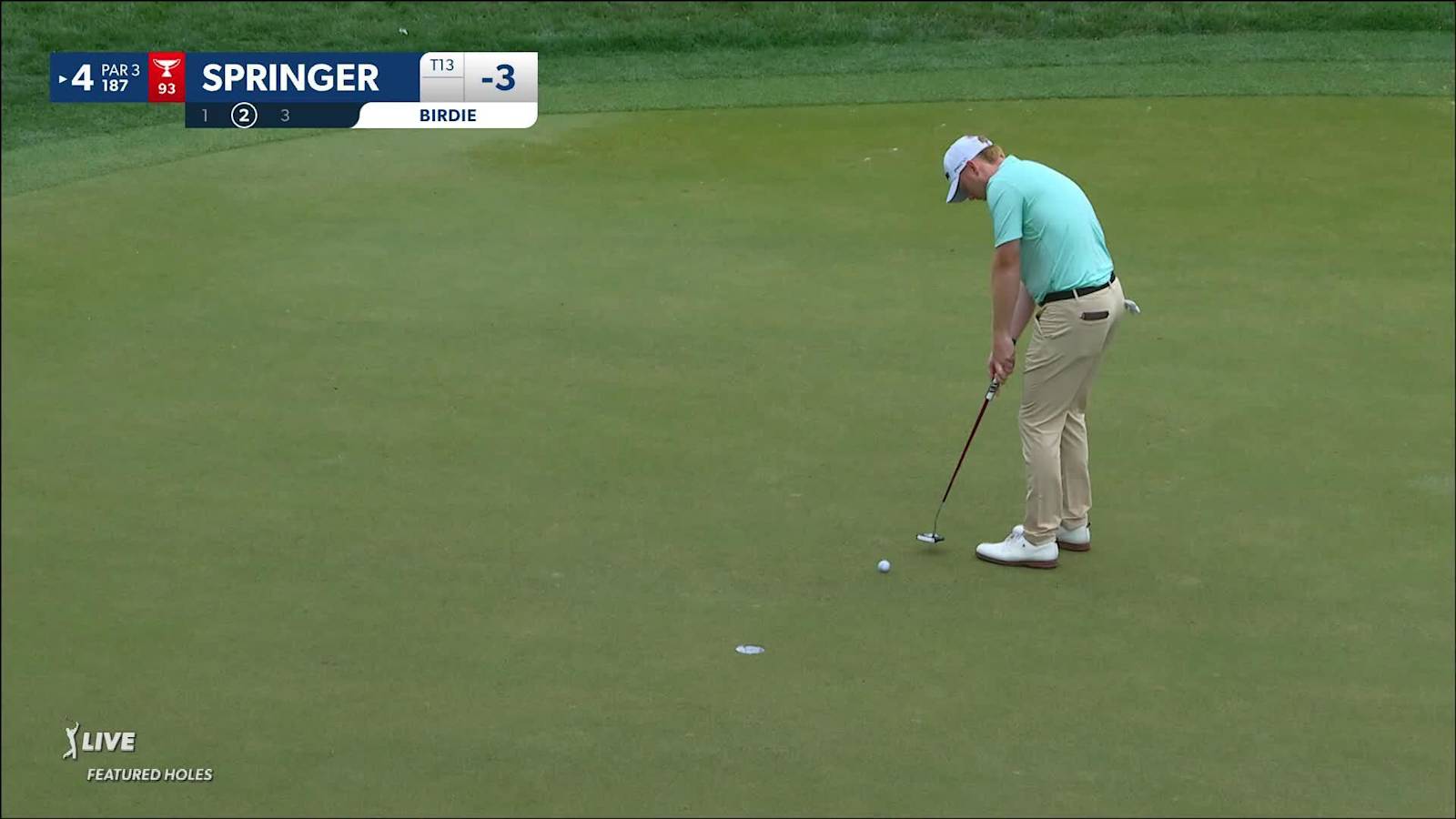 Hayden Springer goes right at the flag to set up birdie at Valspar