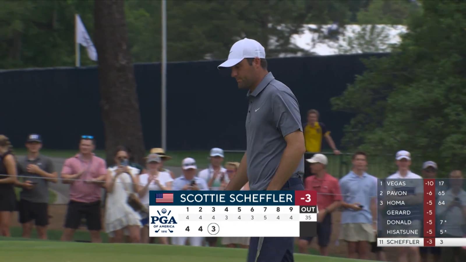 Scottie Scheffler curls in 16-foot birdie putt at PGA Championship