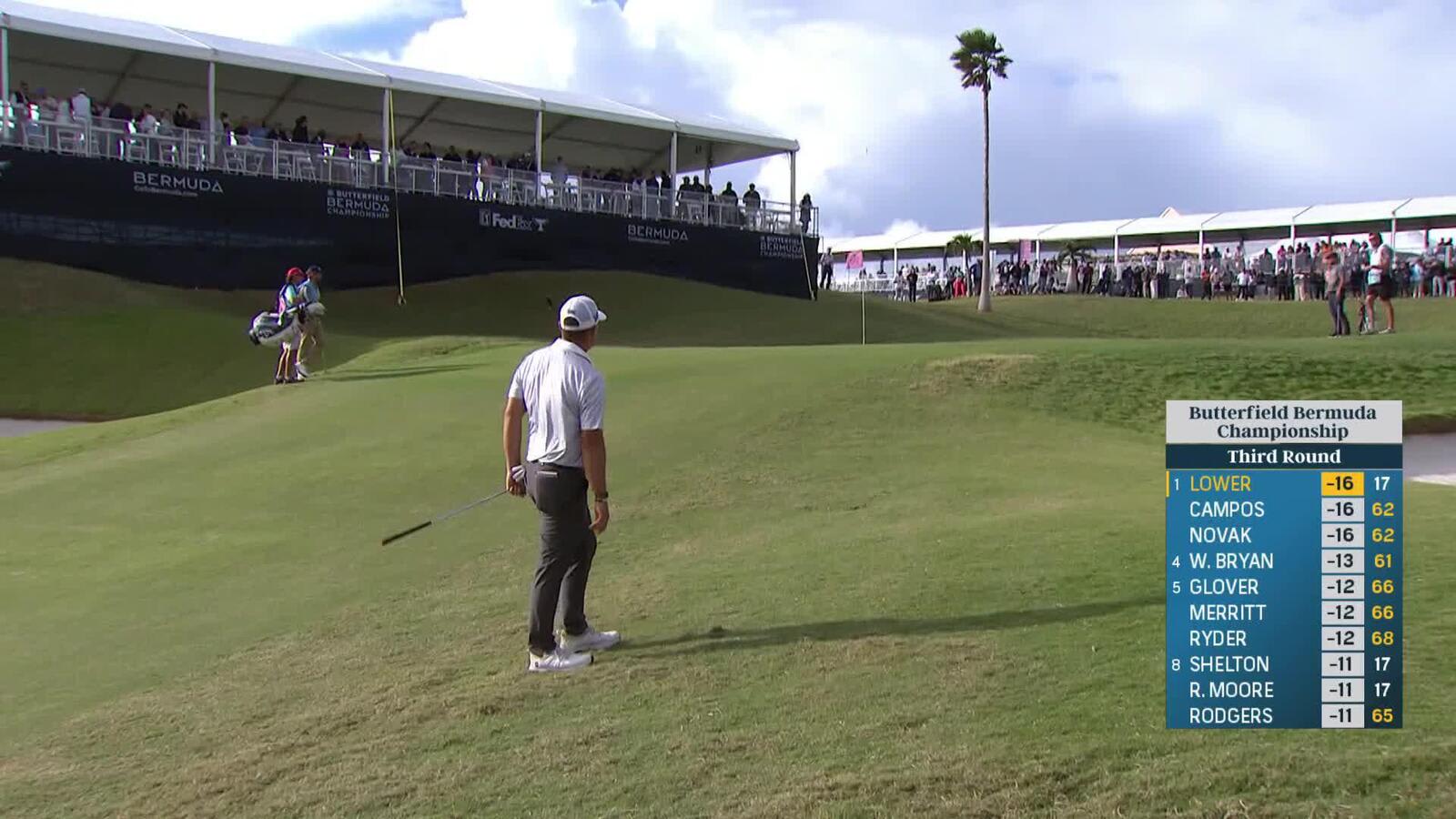 Justin Lower nearly holes out to save par at Butterfield Bermuda