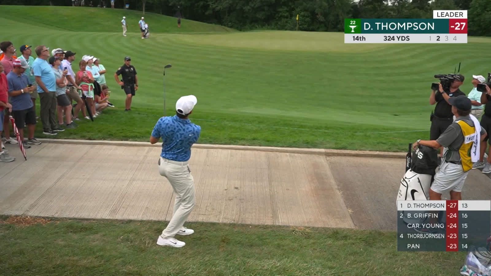 Davis Thompson converts birdie on No. 14 at John Deere