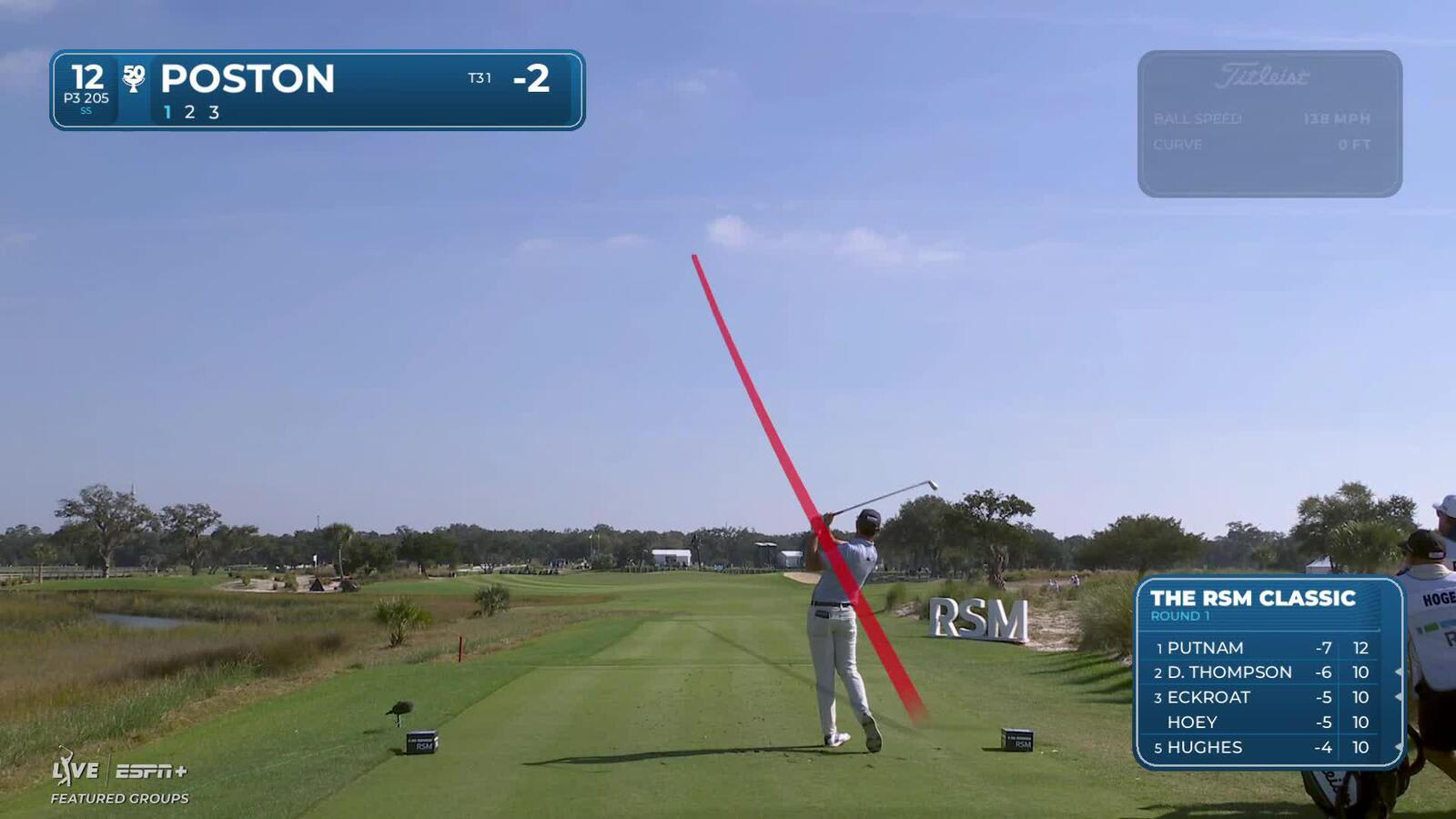 J.T. Poston sinks 19-foot birdie putt on No. 12 at The RSM Classic