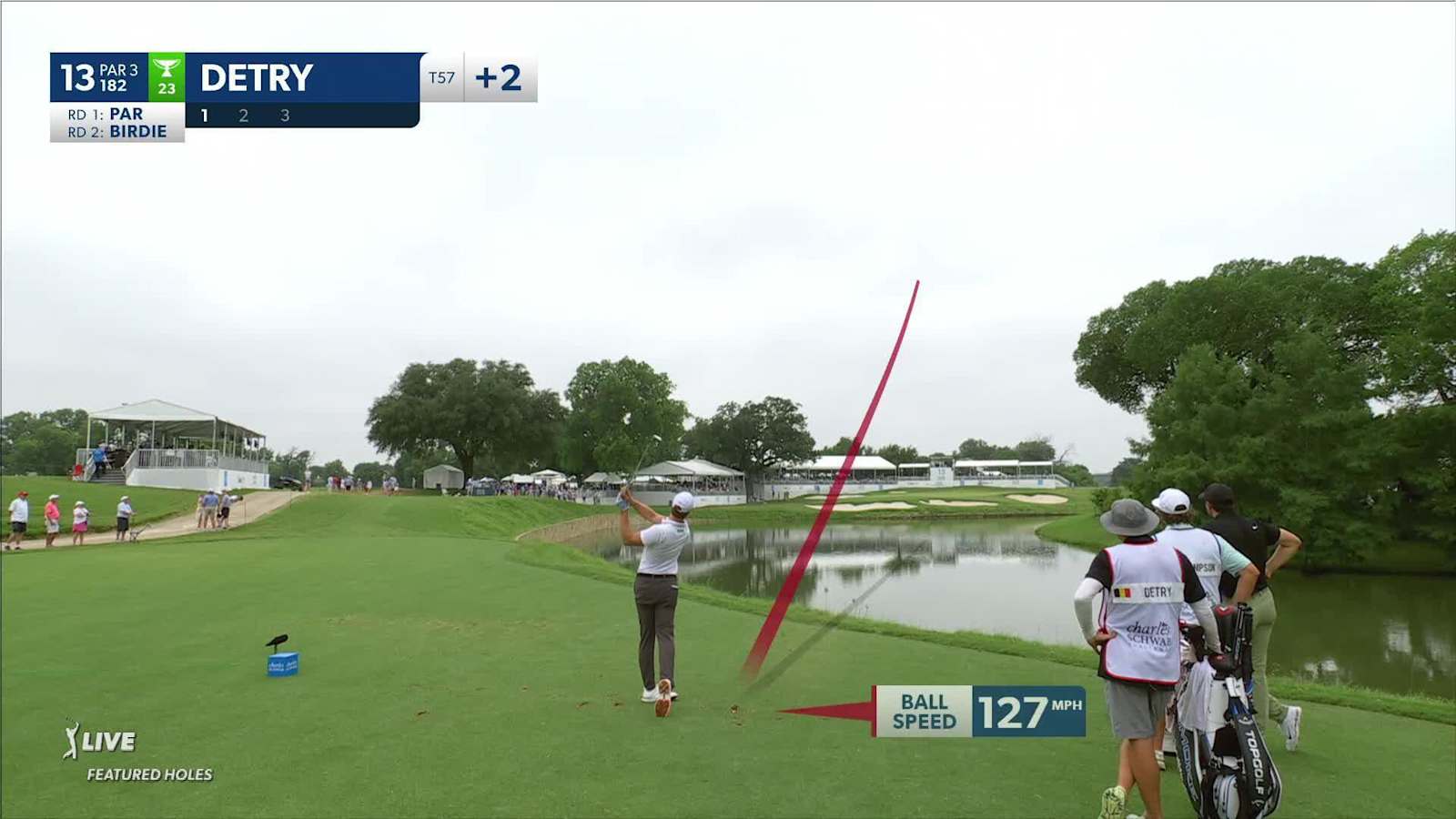 Thomas Detry makes birdie on No. 13 at Charles Schwab