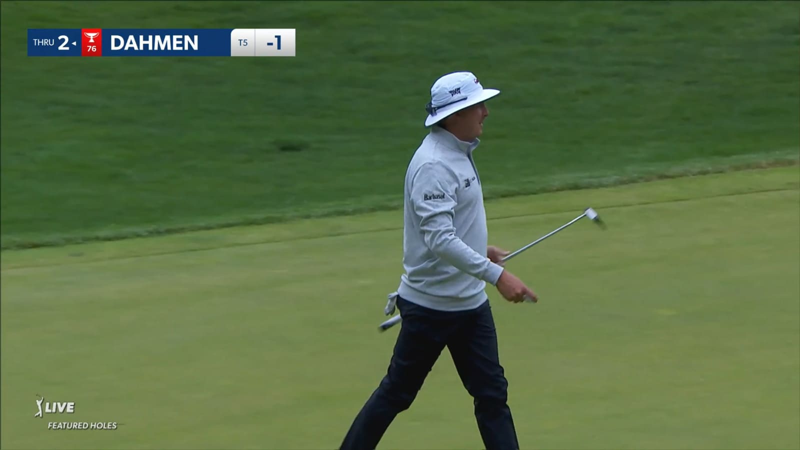 Joel Dahmen drains a 36-foot birdie putt at Travelers
