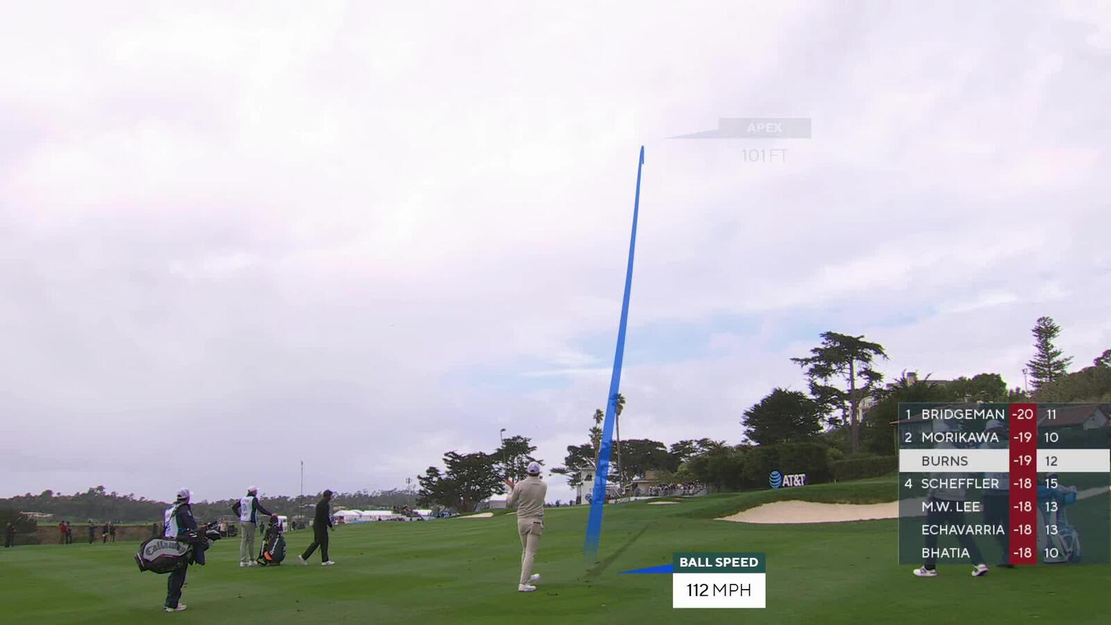Sam Burns hits 145-yard approach to 5 feet, sets up birdie on No. 13 at AT&T Pebble Beach