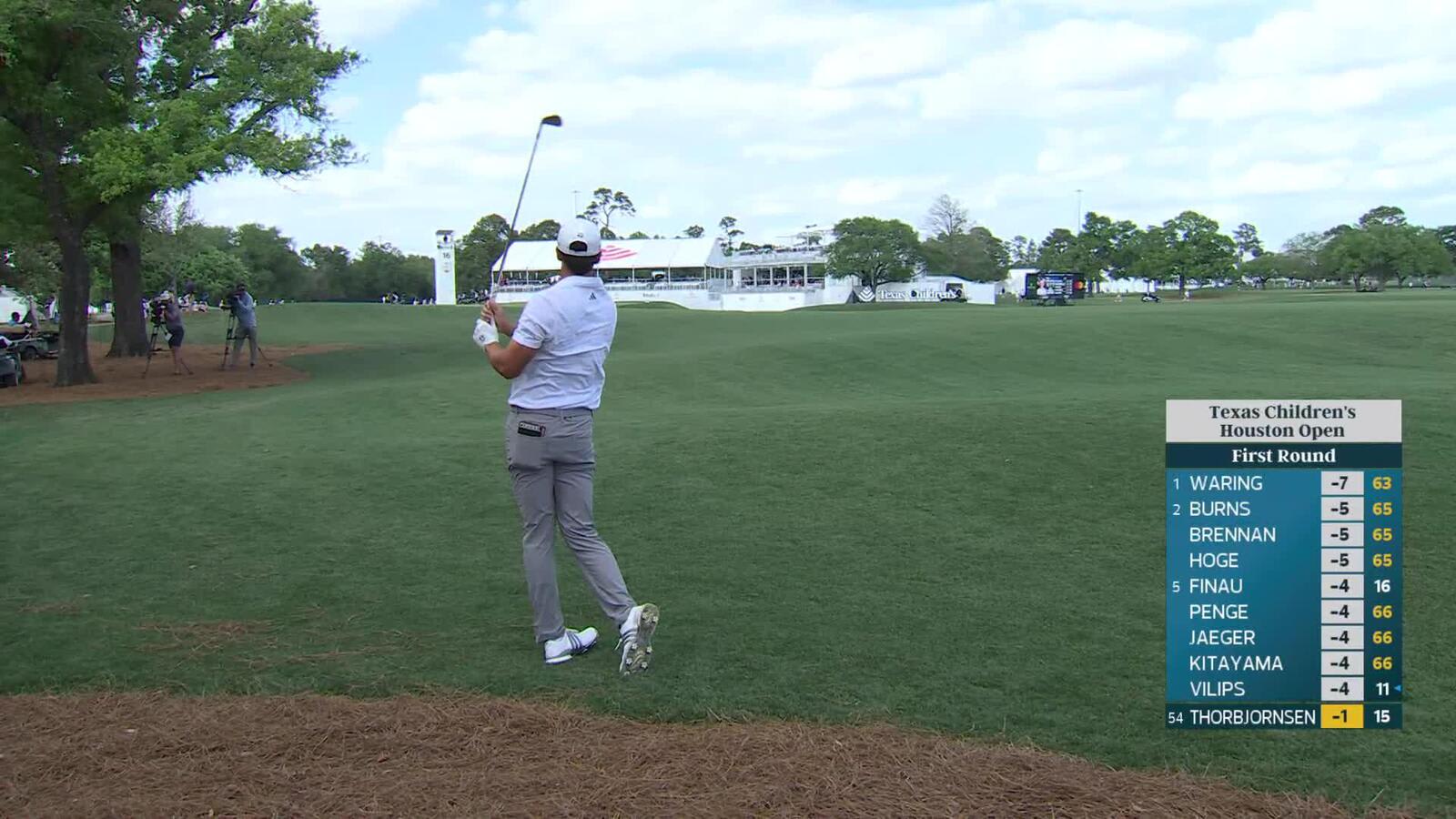 Michael Thorbjornsen hits 214-yard approach to 22 feet, sets up birdie on No. 16 at Texas Children's