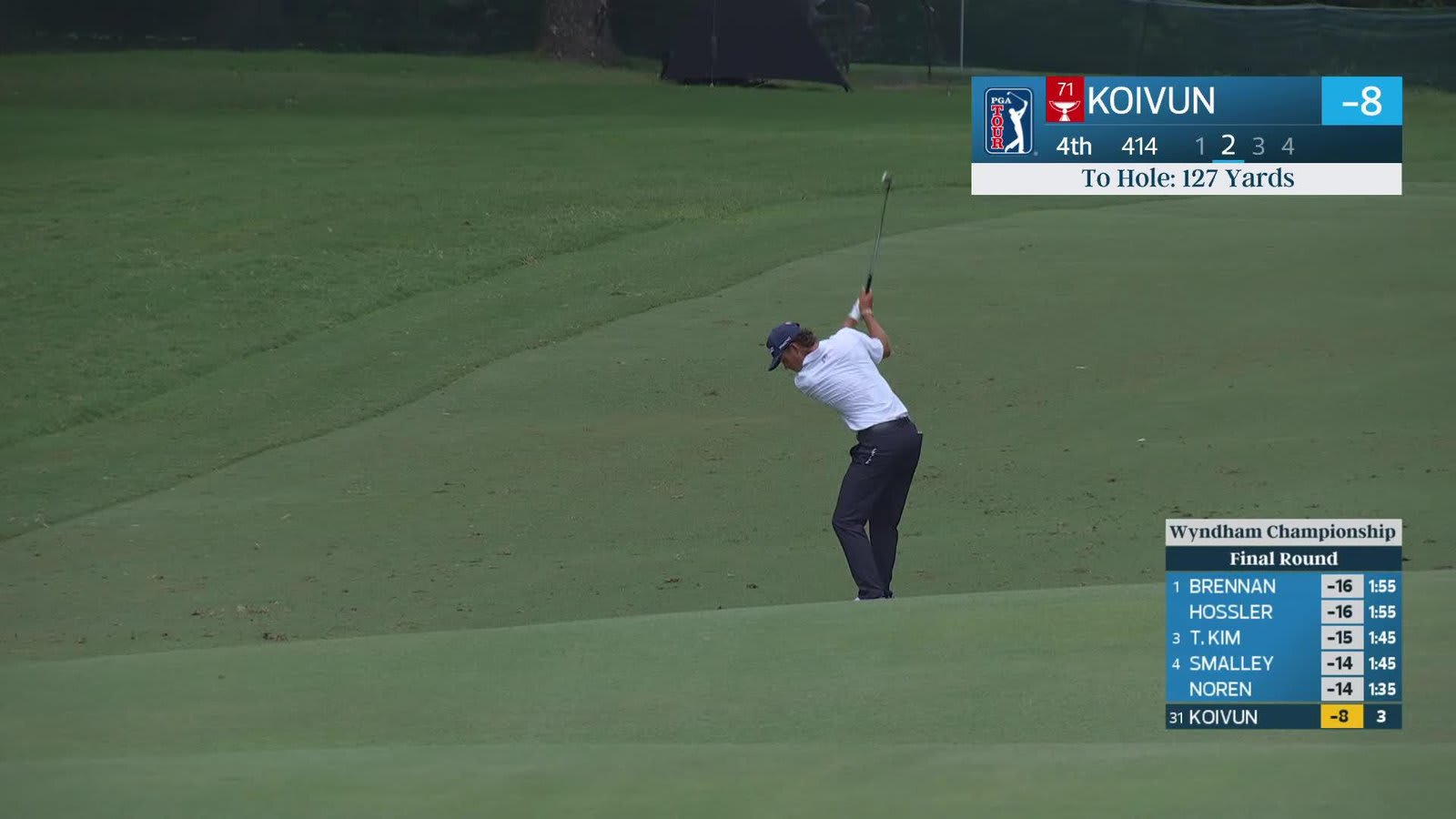 Jackson Koivun gets up-and-down from 127 yards for birdie on No. 4 at Wyndham