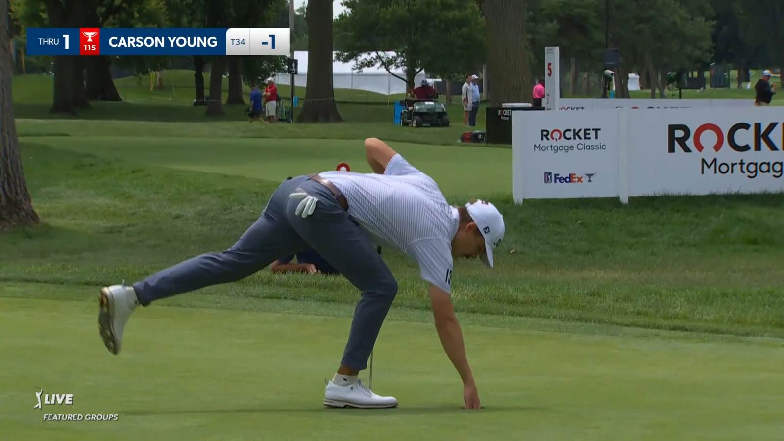 Carson Young drains a 28-foot birdie putt at Rocket Mortgage