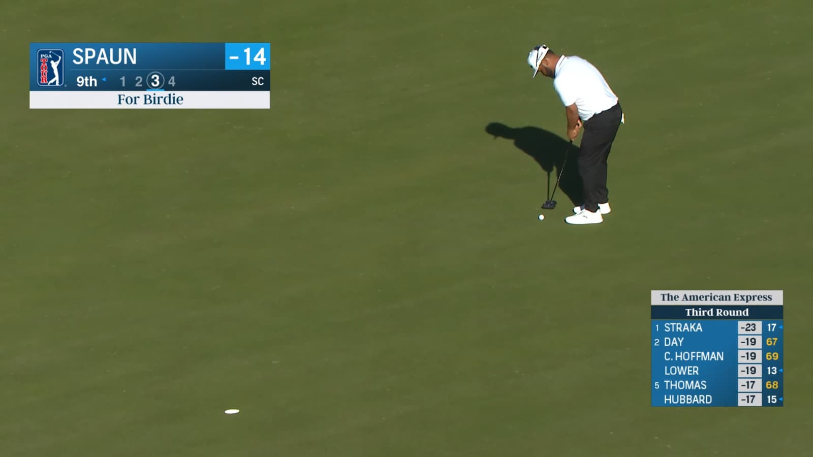 J.J. Spaun curls in well-judged birdie putt at The American Express