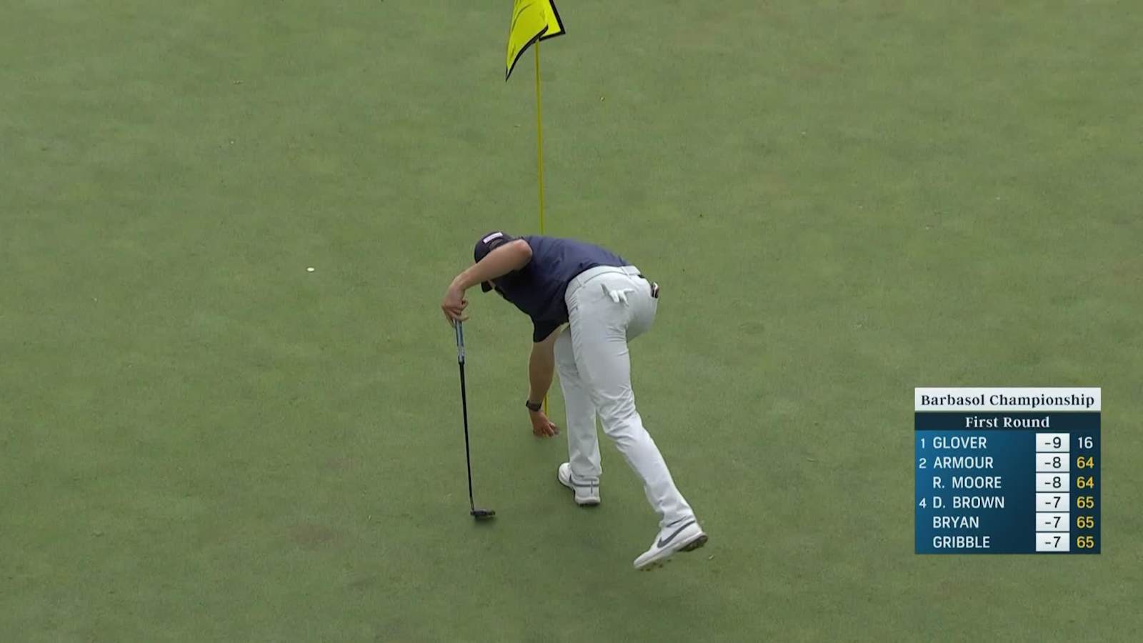 Vincent Norrman's Texas wedge for birdie at Barbasol