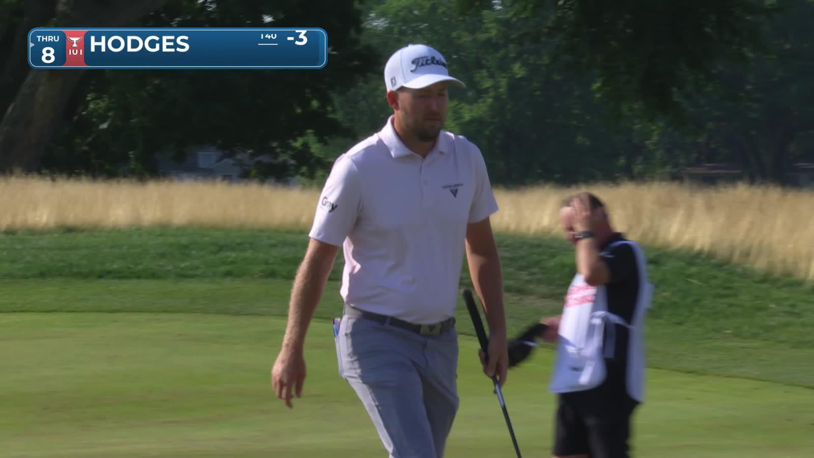 Lee Hodges sinks 30-foot birdie putt on No. 17 at Rocket Classic
