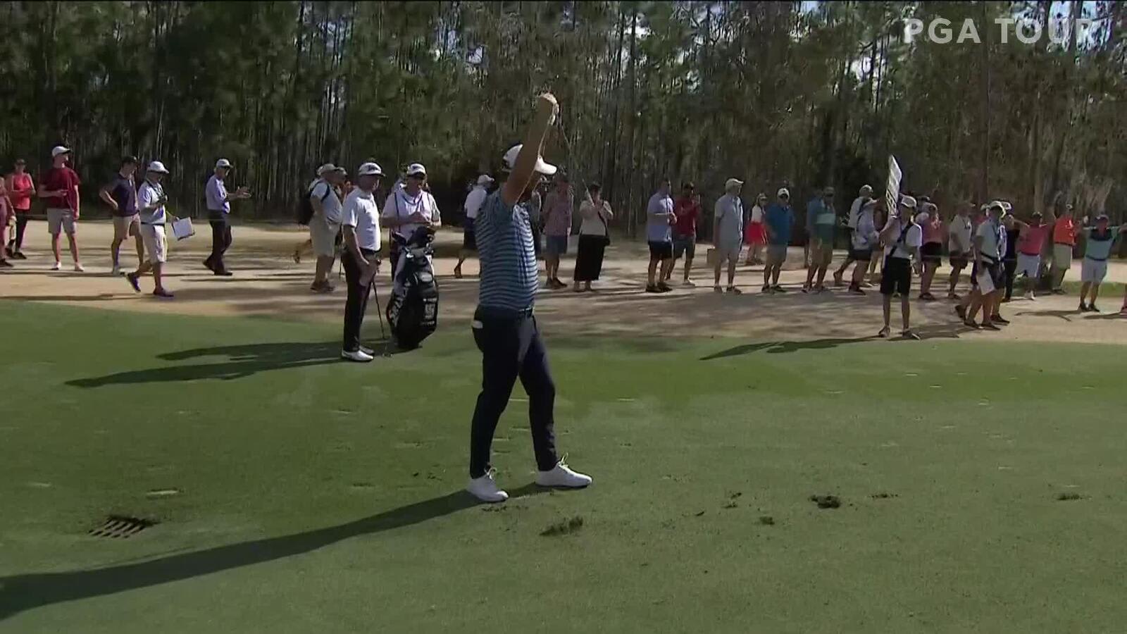 Marc Leishman's 3rd eagle hole-out of the week on No. 7 at QBE
