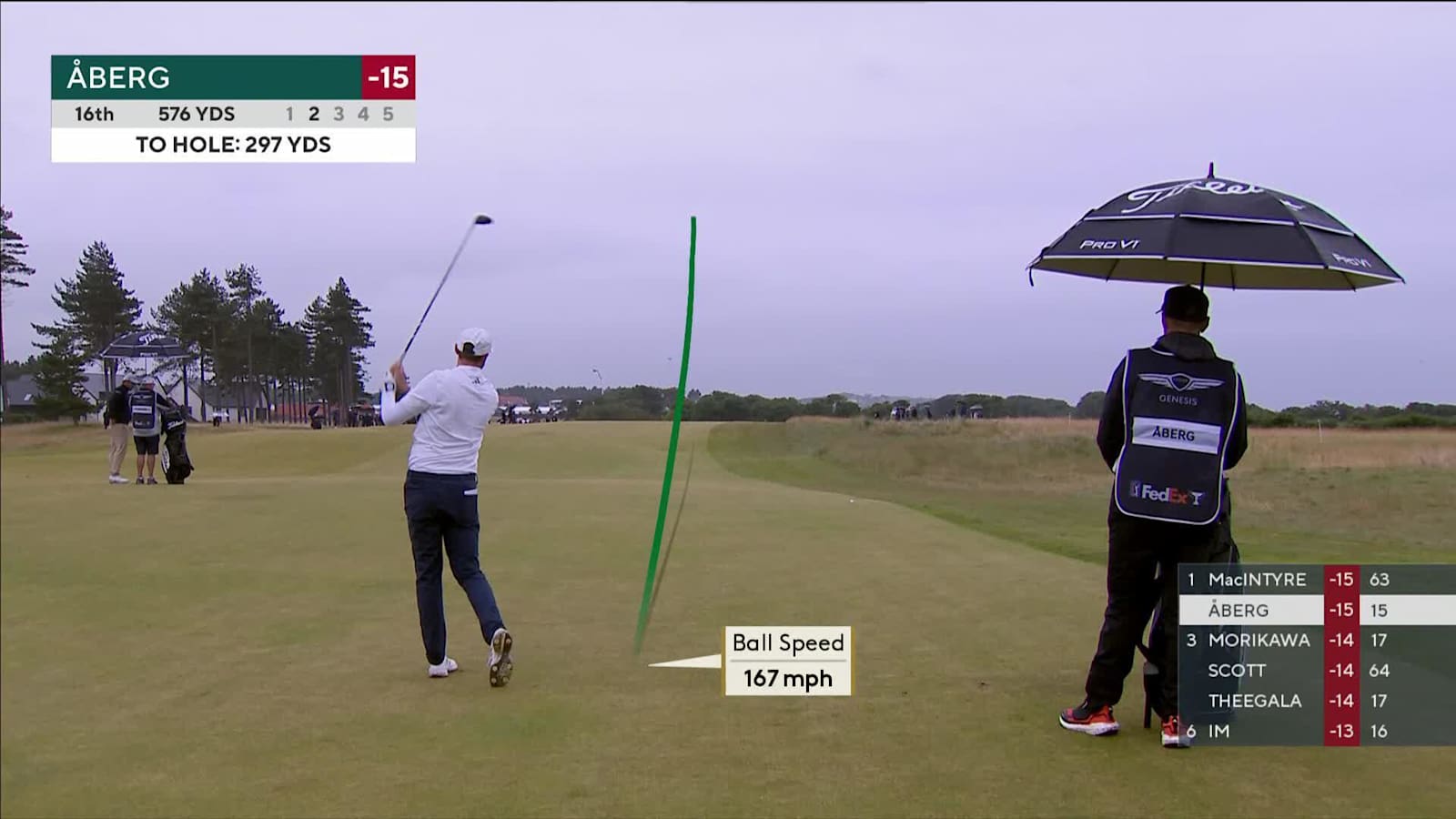 Ludvig Åberg gets up-and-down from rough for birdie at Genesis Scottish Open