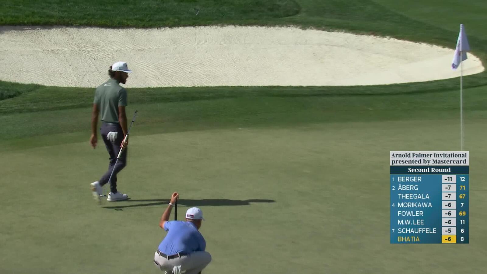Akshay Bhatia holes 36-foot birdie putt on No. 8 at Arnold Palmer