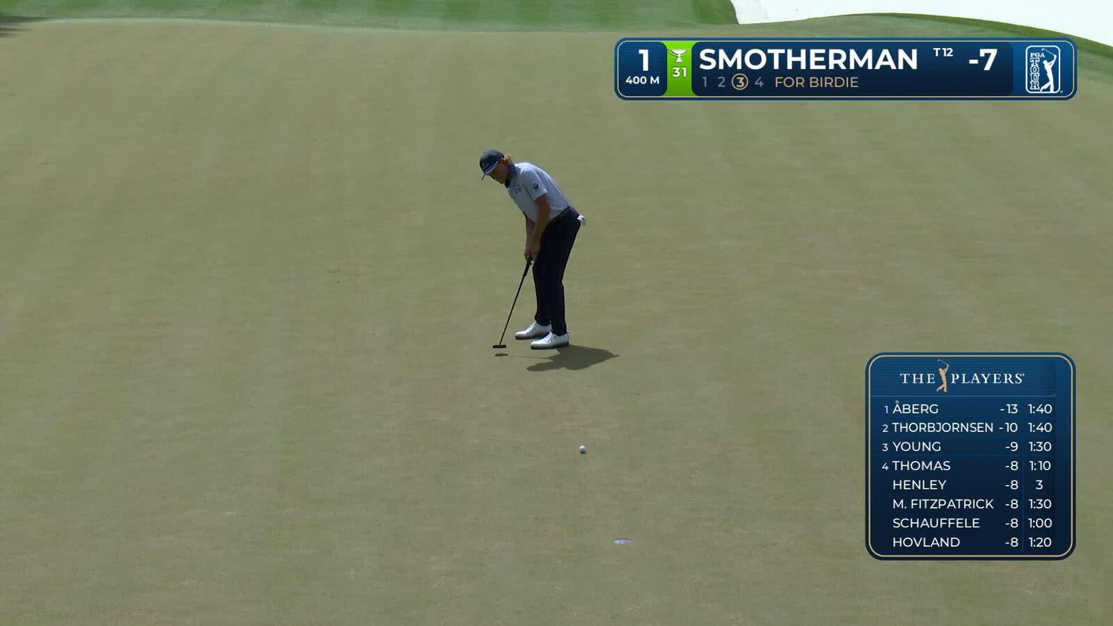 Austin Smotherman sinks 18-foot birdie putt on No. 1 at THE PLAYERS