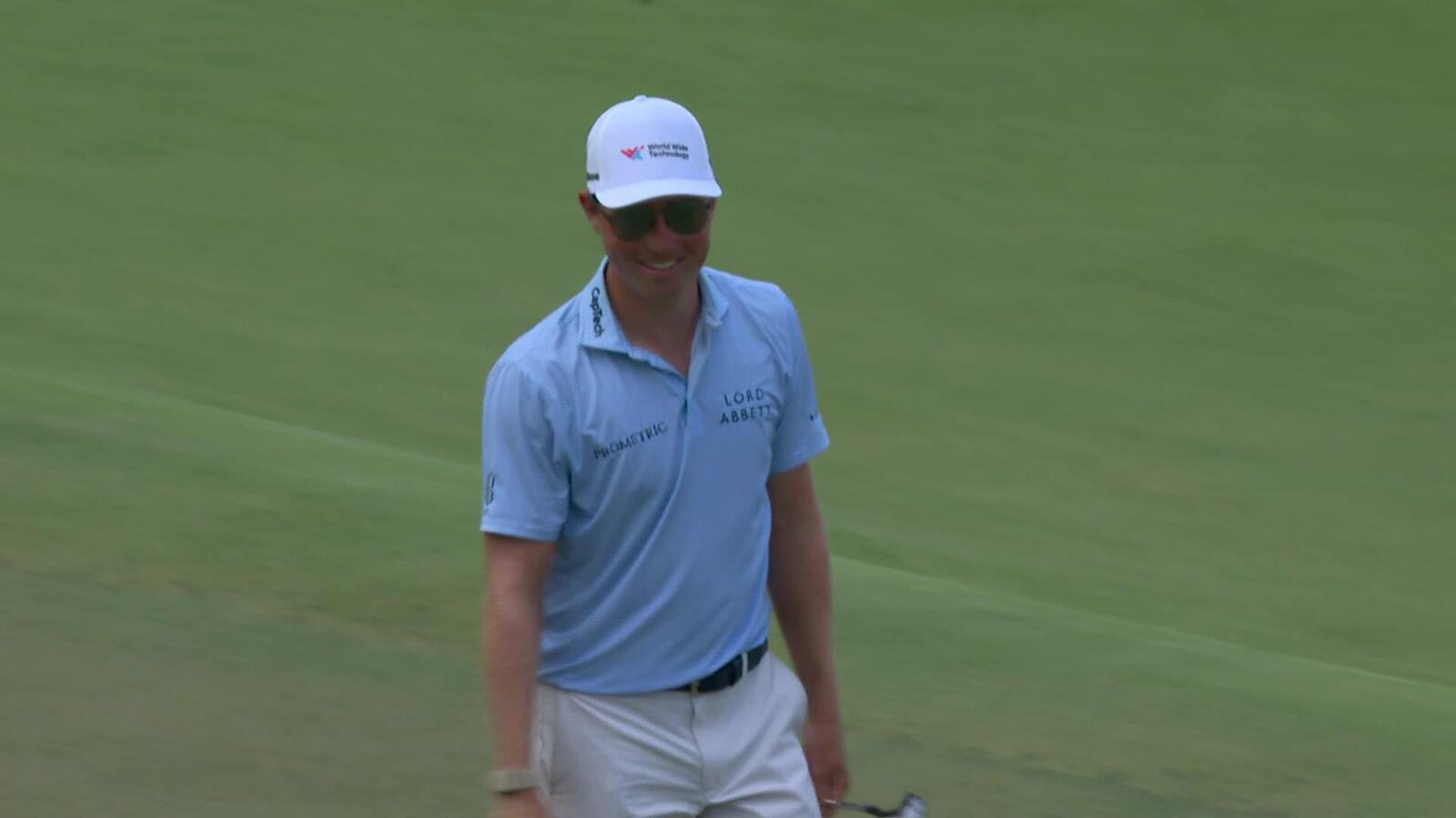 Ben Griffin drains a 47-foot birdie putt at TOUR Championship