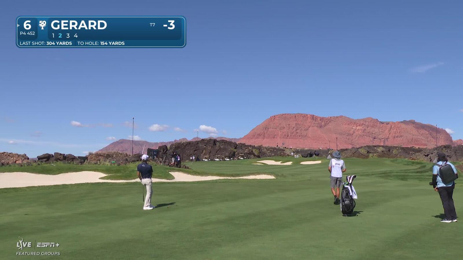 Ryan Gerard drains 14 feet birdie from fringe on No. 6 at Bank of Utah