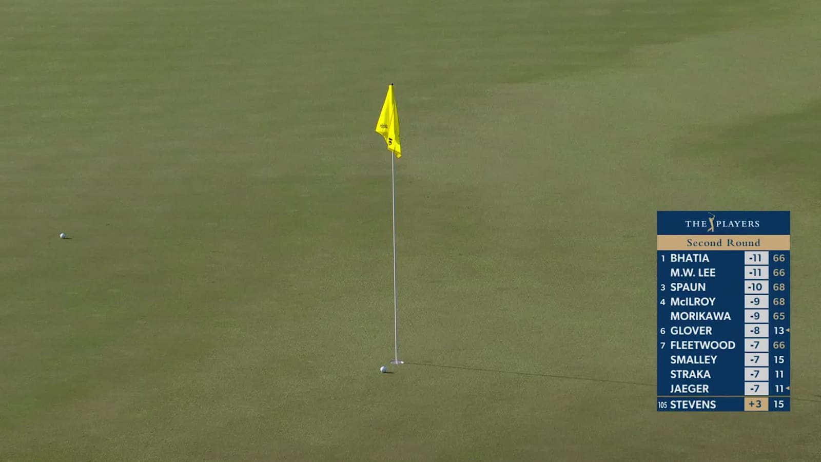 Sam Stevens makes birdie on No. 16 at THE PLAYERS
