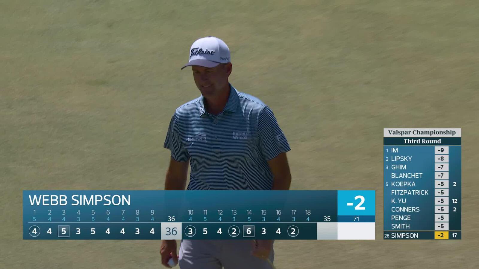 Webb Simpson hits 198-yard drive to 11 feet, sets up birdie on No. 17 at Valspar
