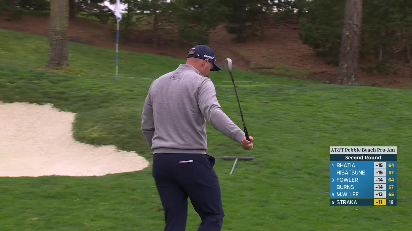 Sepp Straka sinks 7-foot birdie putt on No. 17 at AT&T Pebble Beach