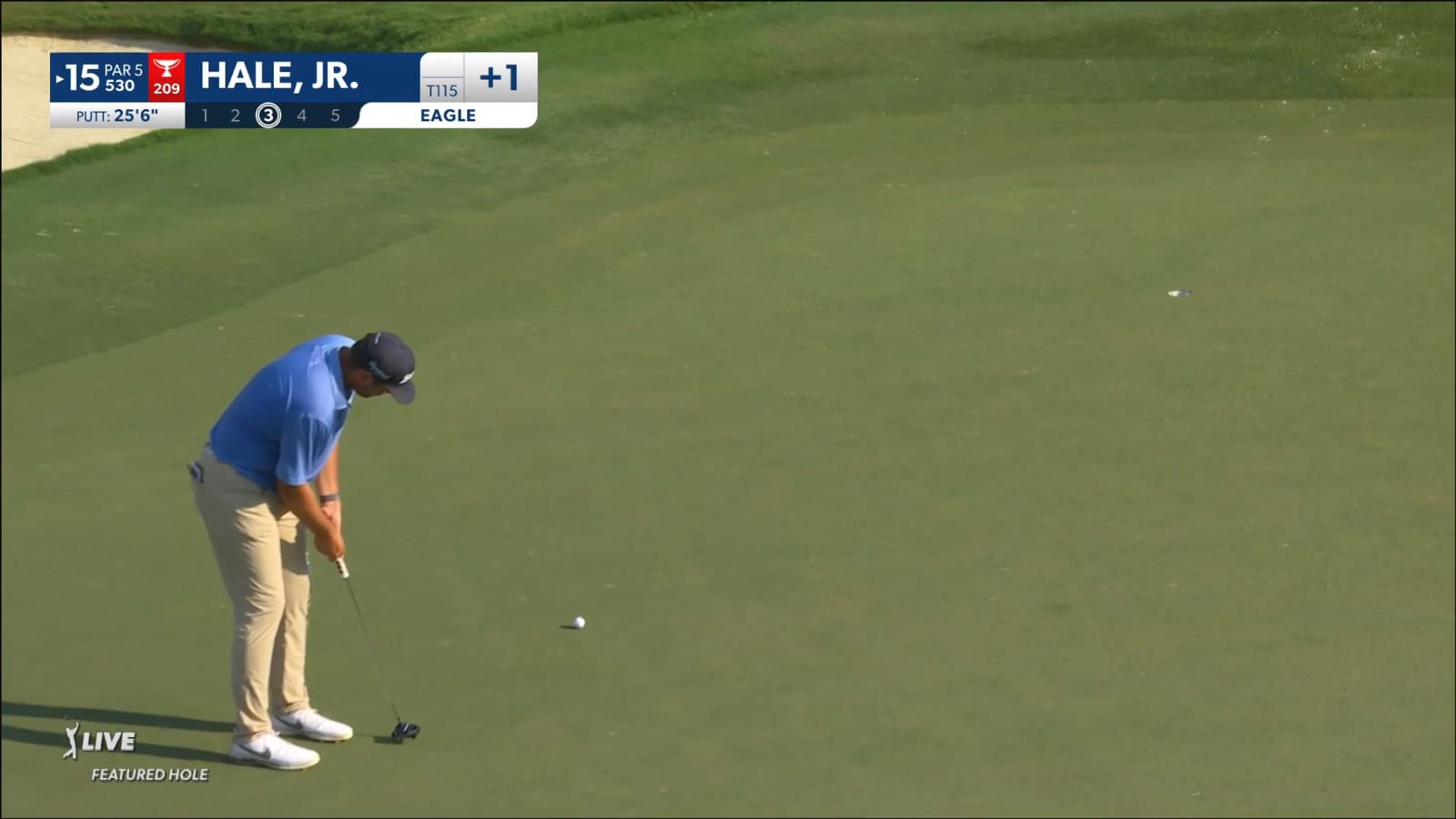 Blaine Hale, Jr. rolls in short birdie putt at Wyndham