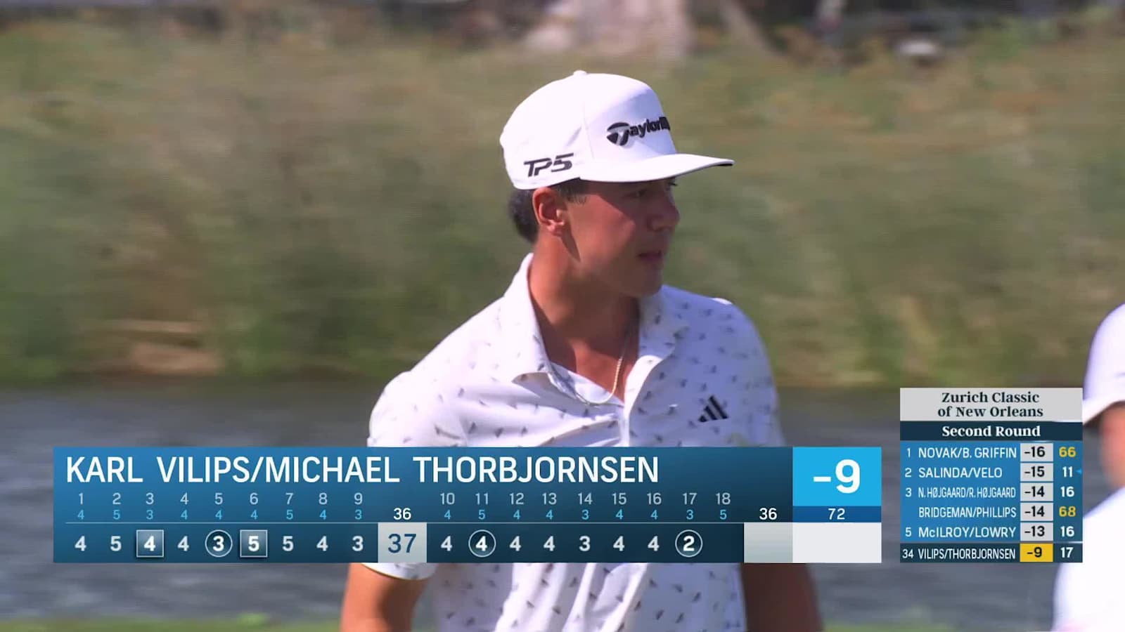 Team Michael Thorbjornsen/Karl Vilips makes birdie on No. 17 at Zurich Classic