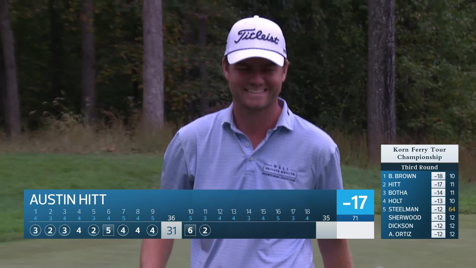 Austin Hitt holes out for birdie on No. 11 at Korn Ferry Tour Championship