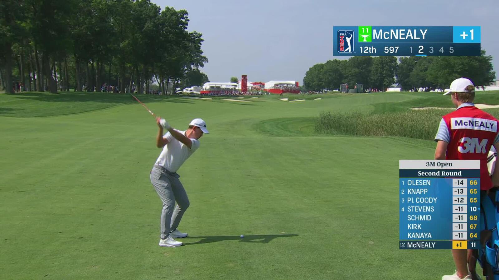 Maverick McNealy makes birdie on No. 12 at 3M Open