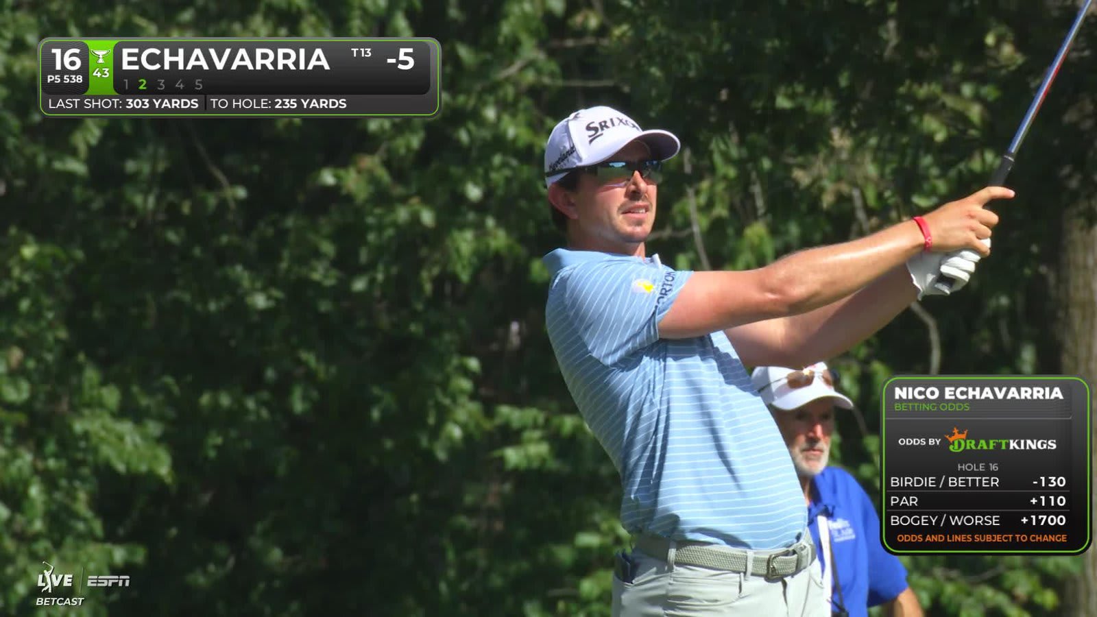 Nico Echavarria drains 10-foot birdie putt on No. 16 at FedEx St. Jude