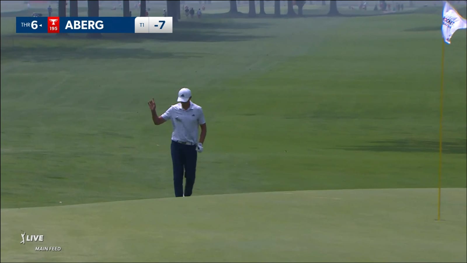 Ludvig Aberg holes out for eagle on No. 7 at Rocket Mortgage