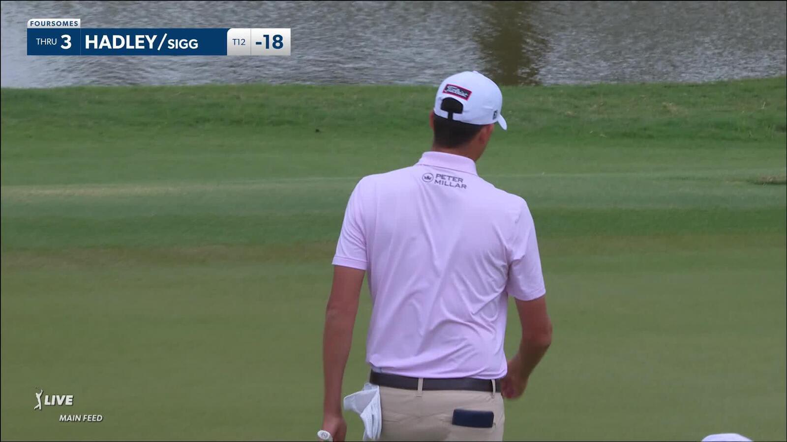 Chesson Hadley curls in a nice putt for birdie at Zurich Classic