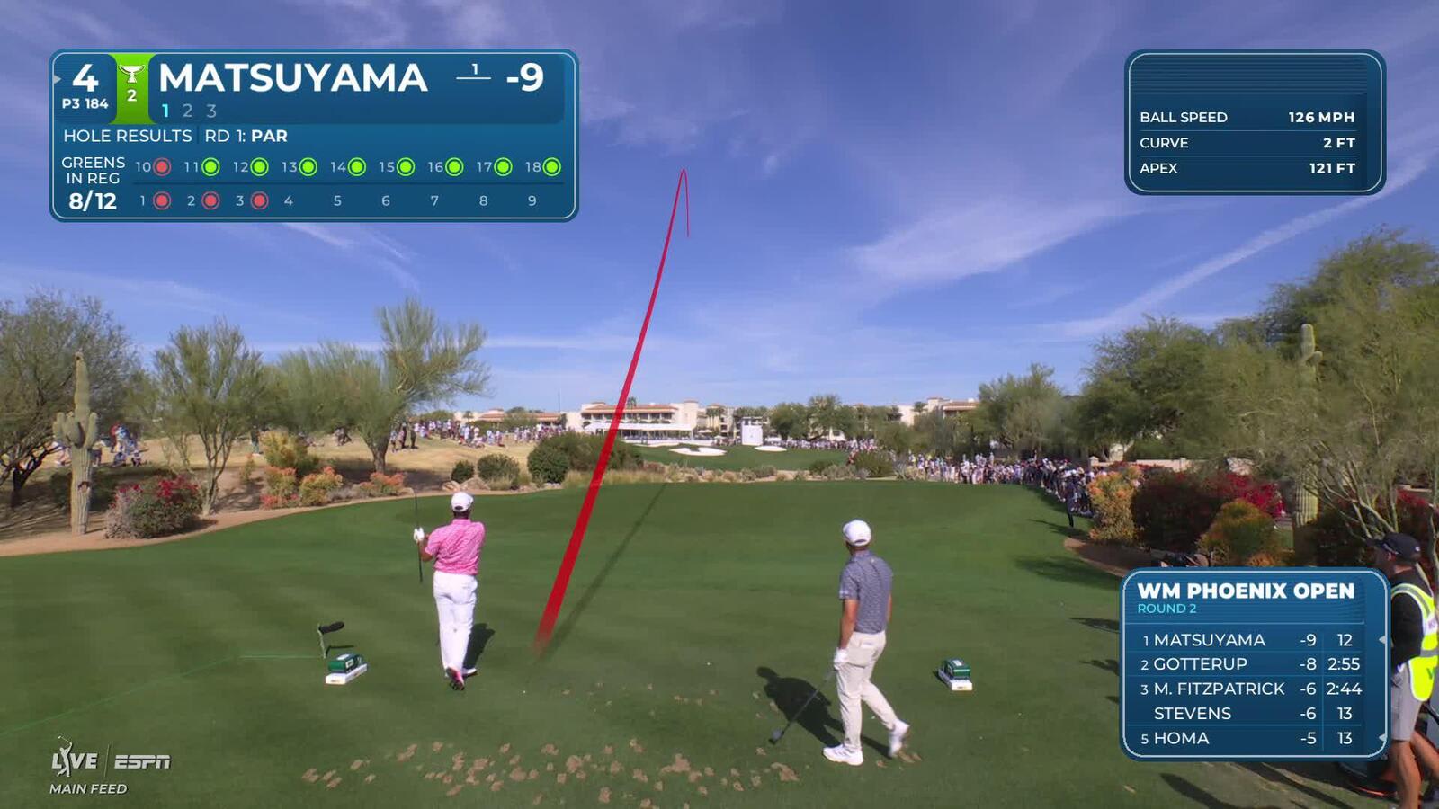 Hideki Matsuyama hits 184-yard tee shot to 8 feet, makes birdie on