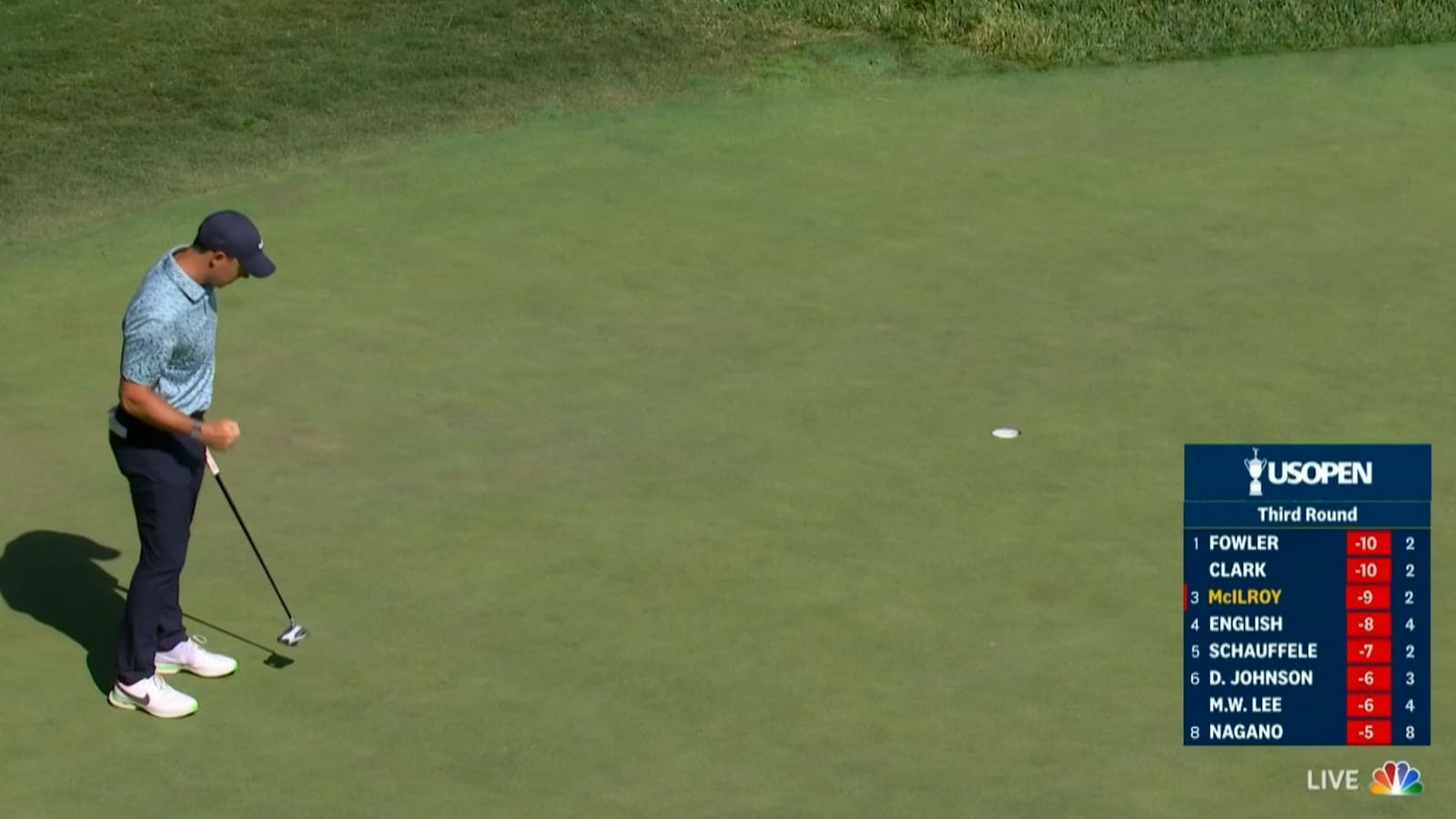 Rory McIlroy drains 12-footer for birdie at U.S. Open