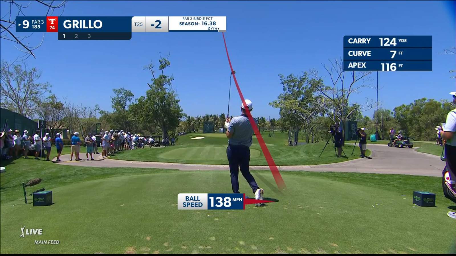 Emiliano Grillo sticks tee shot to yield birdie at Mexico Open