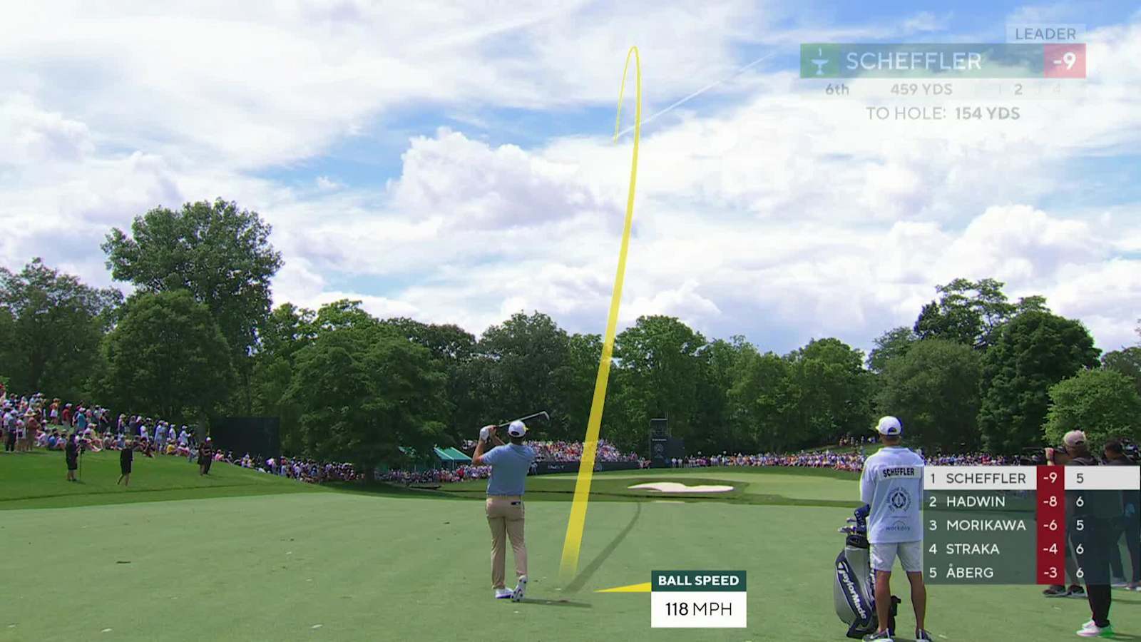Scottie Scheffler goes right at the flag to set up birdie at the Memorial
