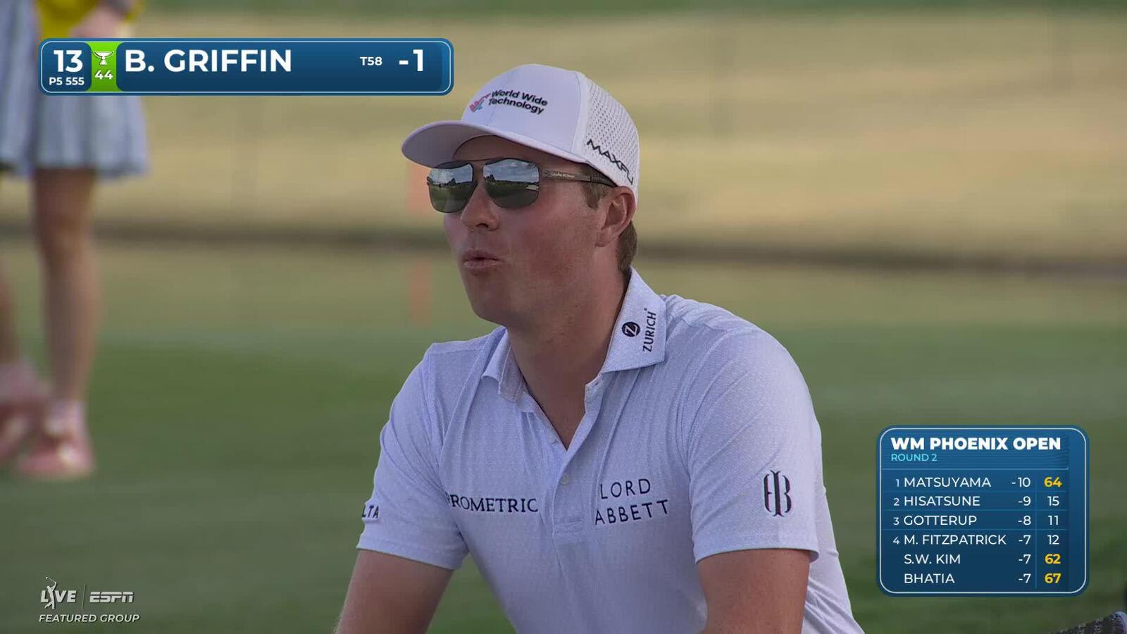 Ben Griffin sinks 20-inch birdie putt on No. 13 at WM Phoenix Open
