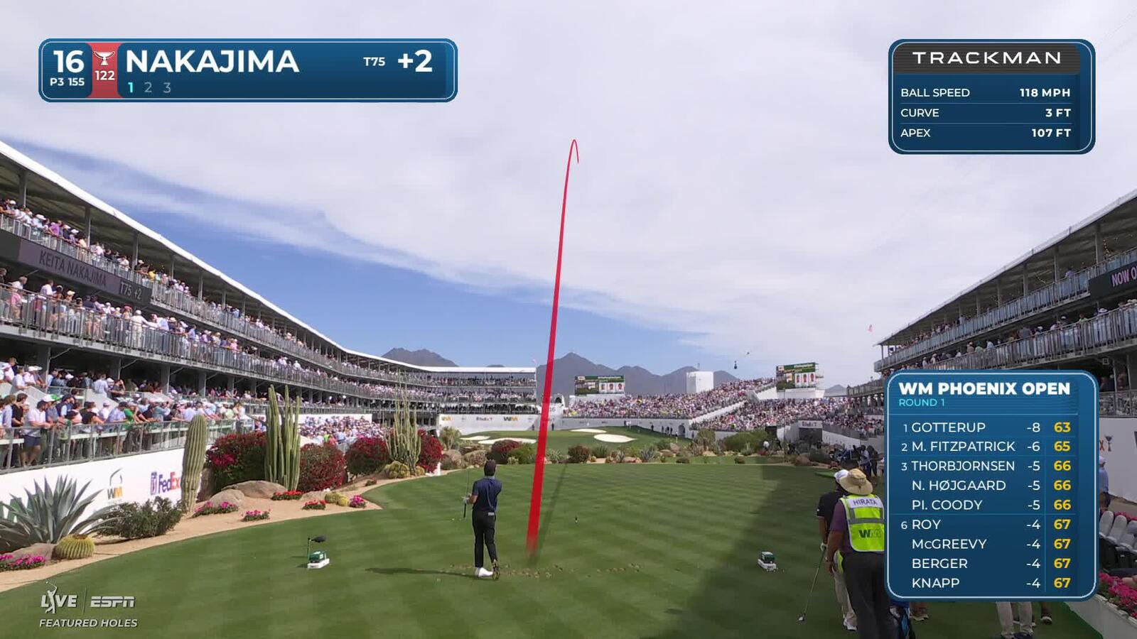 Kensei Hirata hits 153-yard tee shot to 6 feet, sets up birdie on No. 16 at WM Phoenix Open