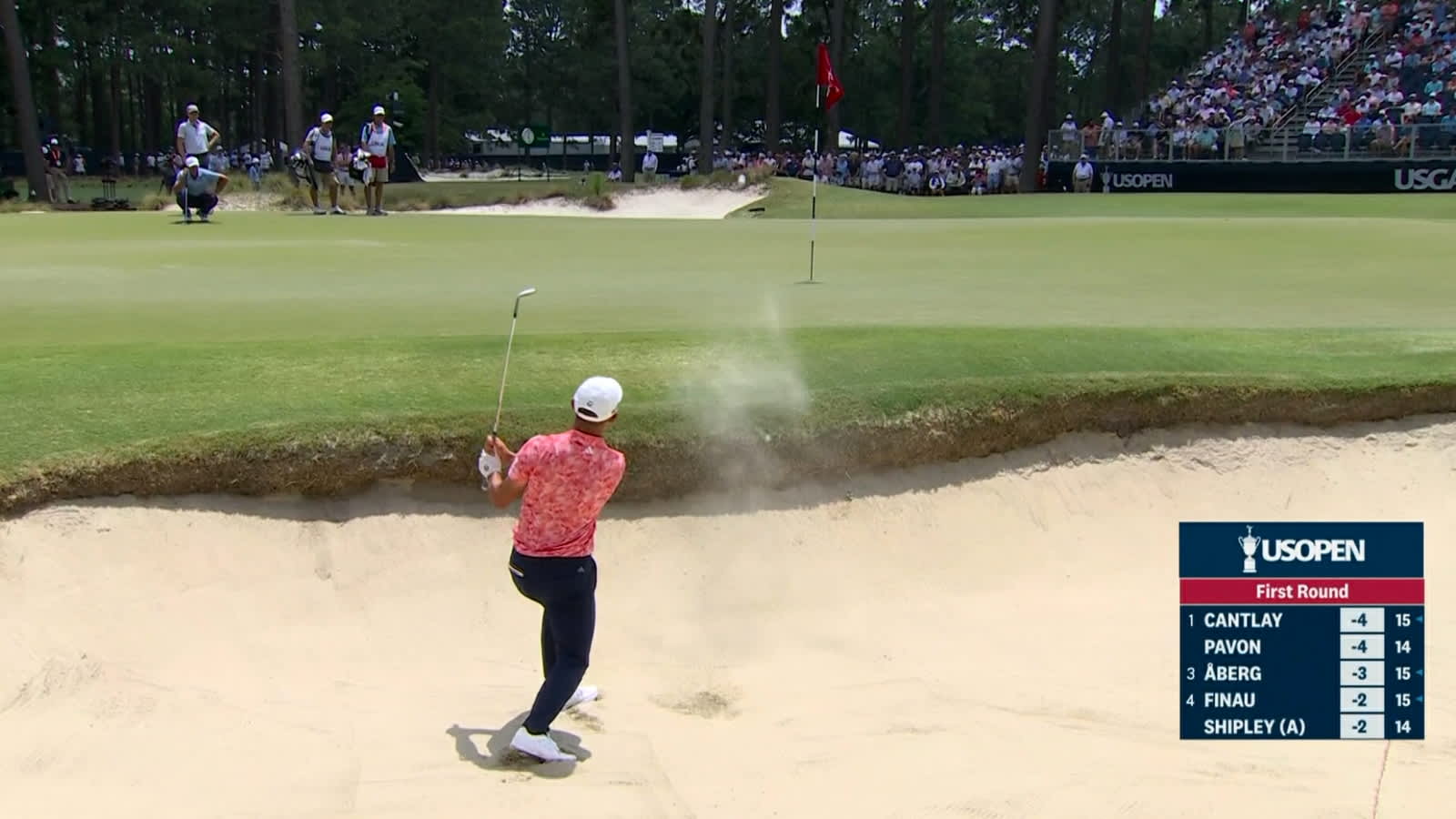 Collin Morikawa holes out for electric birdie at the U.S. Open