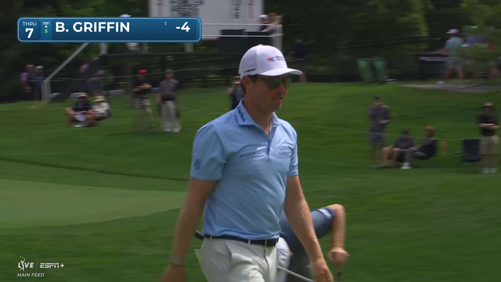 Ben Griffin makes eagle putt on No. 7 at the Memorial