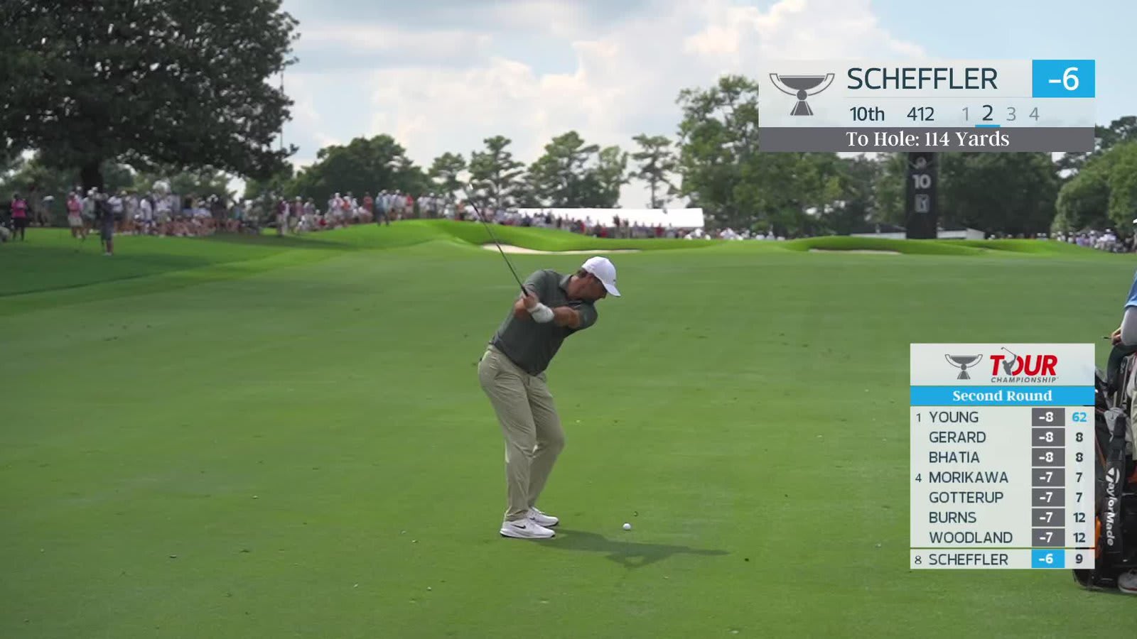 Scottie Scheffler's 117-yard approach sets up birdie on No. 10 at TOUR Championship