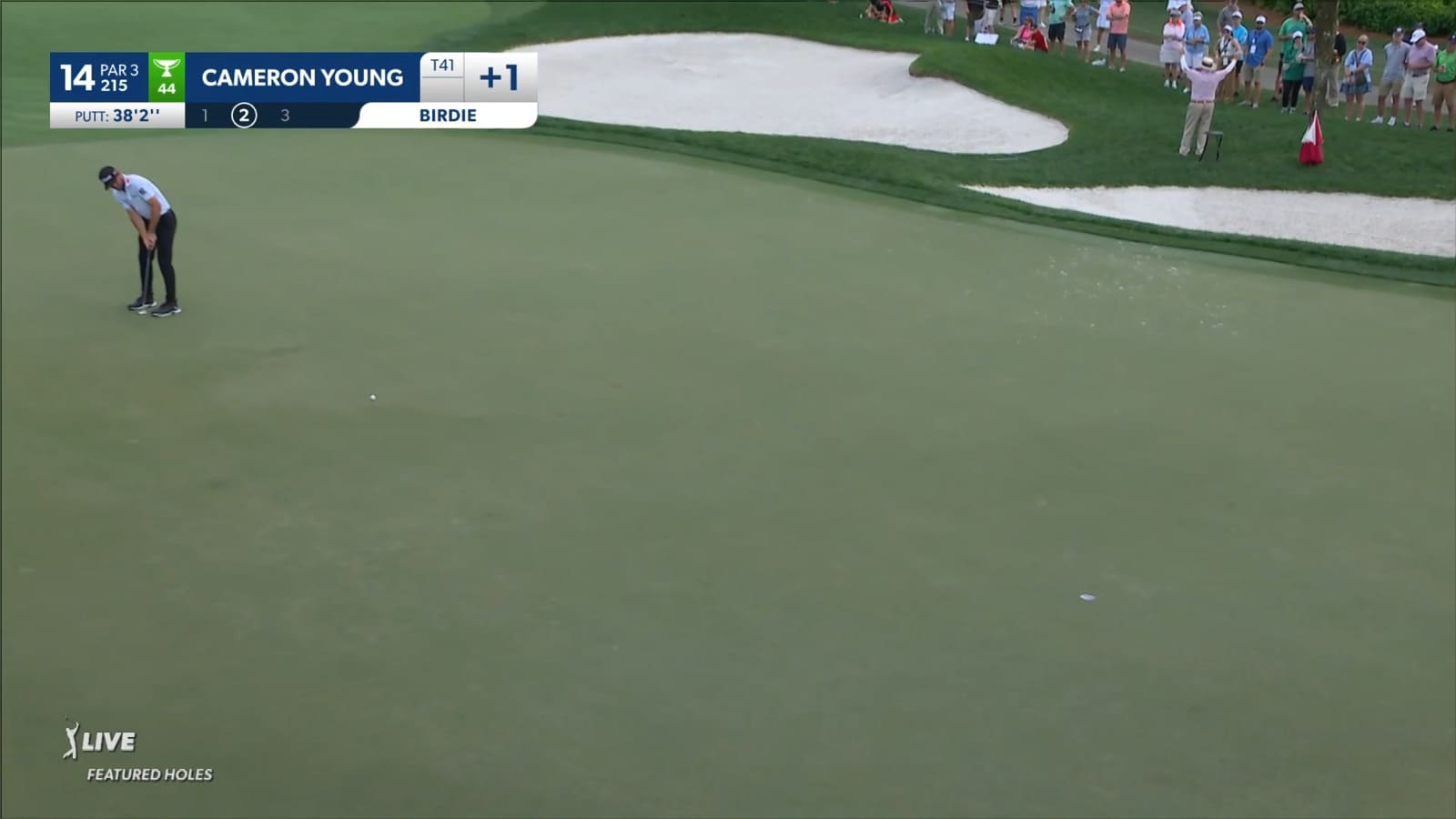 Cameron Young sinks a 38-foot birdie putt at Arnold Palmer